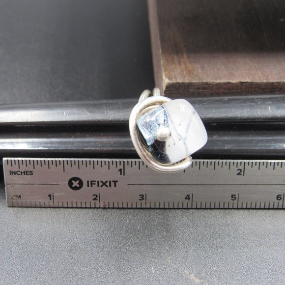 Size 5.5 Sterling Silver Handmade Wire Wrapped Glass Band Ring Vintage - Picture 8 of 9